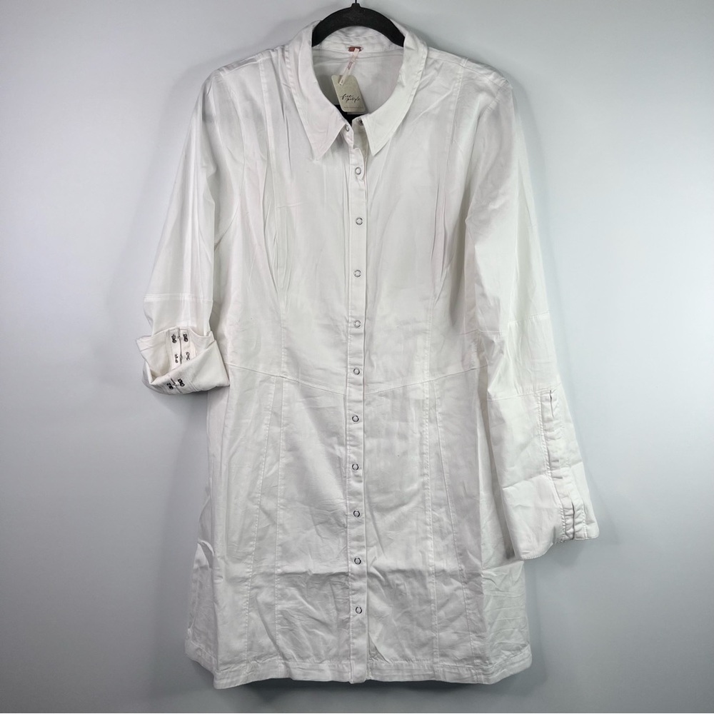 FREE PEOPLE Thea ivory shirt Minidress Size Medium - Picture 6 of 15